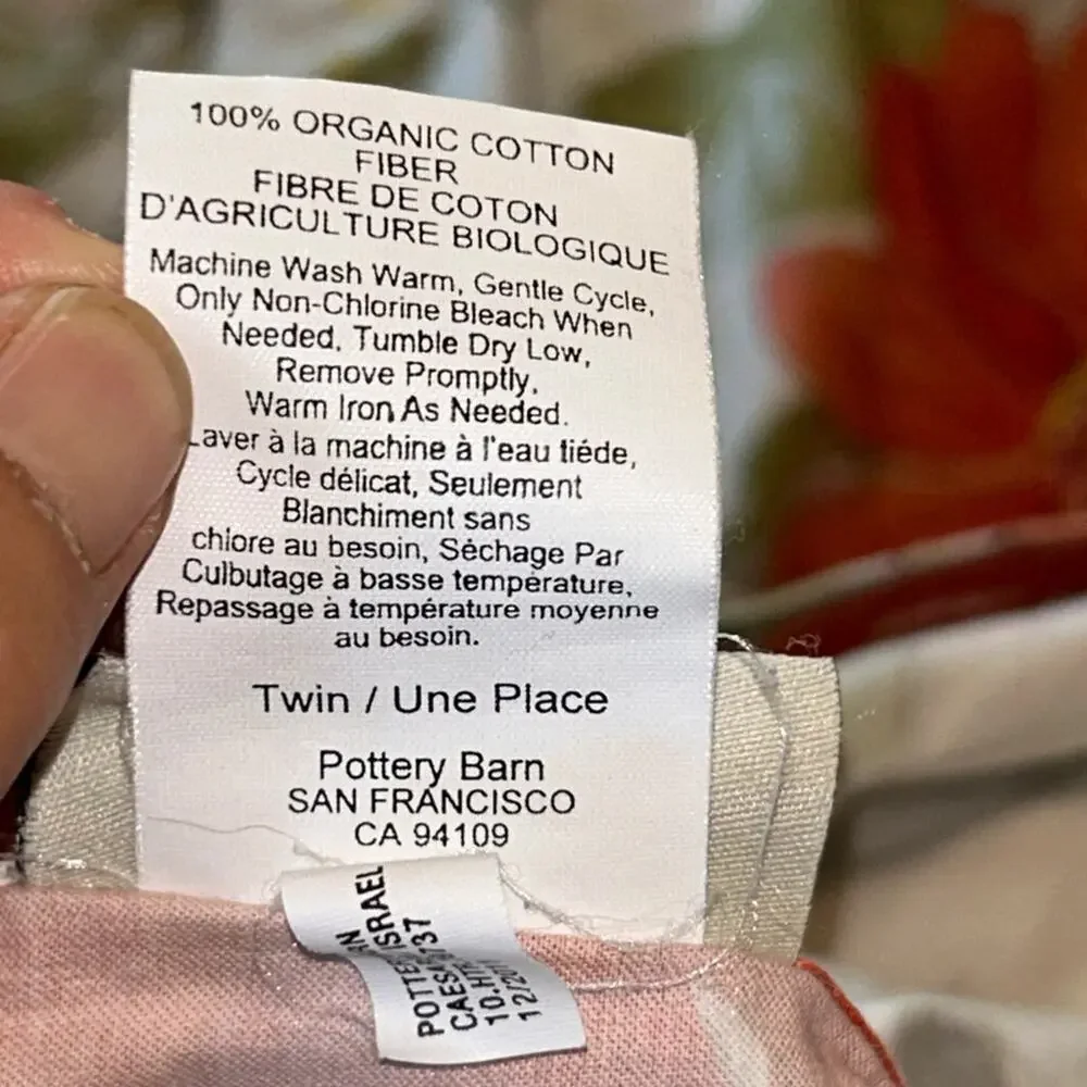 Pottery Barn Sophia Floral Orange Poppy twin duvet cover